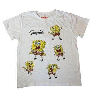 Nickelodeon SpongeBob SquarePants Kids White Graphic T-Shirt Size L‎ 2021 Print